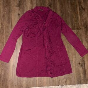 Y2K fuchsia ruffle zip up jacket with pockets